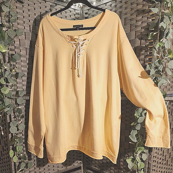 Lane Bryant Tops - Lane Bryant french terry sweatshirt size 26/28 NWOT in buttery yellow.